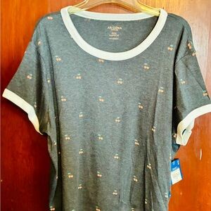 Arizona Jean Company Gray Short Sleeve Tee with Cherry Print